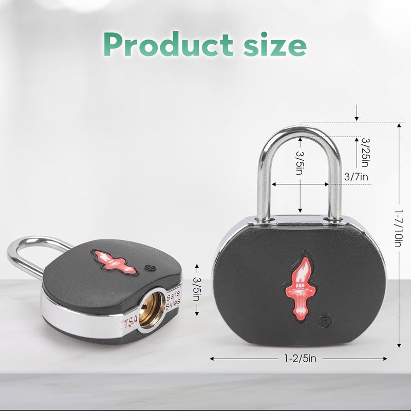 dwoyow قفل للأمتعة معتمد من TSA و 6 علامات، قفل أمتعة مع مفتاح وحلقة كروم حول الجسم، مناسب لحقيبة السفر، الأمتعة، حقيبة الظهر، حقيبة اللابتوب، خزانة 6 عبوات مختلطة الألوان - Image 2